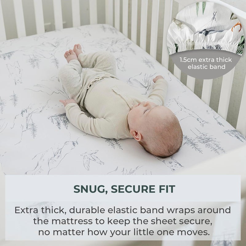 Pobibaby - 2 Pack Premium Fitted Baby Boy Crib Sheets for Standard Crib Mattress - Ultra-Soft Cotton Blend, Safe and Snug, and Stylish Woodland Sheet (Explore) - Image 4