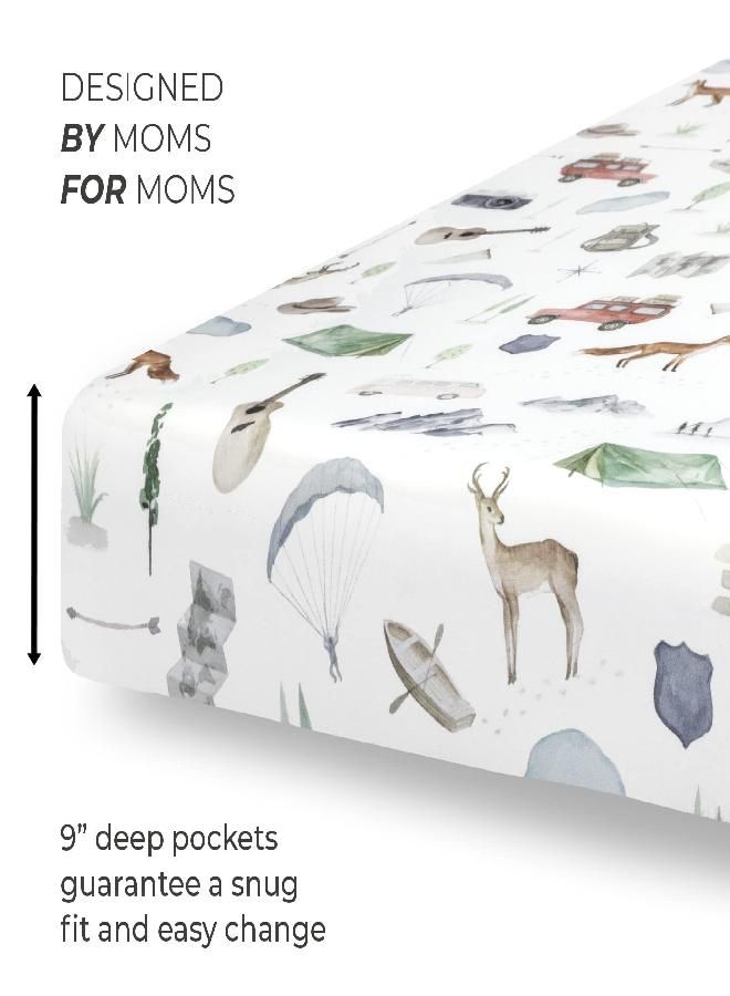 Pobibaby Pobibaby - 2 Pack Premium Fitted Baby Boy Crib Sheets for Standard Crib Mattress - Ultra-Soft Cotton Blend, Safe and Snug, and Stylish Woodland Crib Sheet (Explore) - Image 3