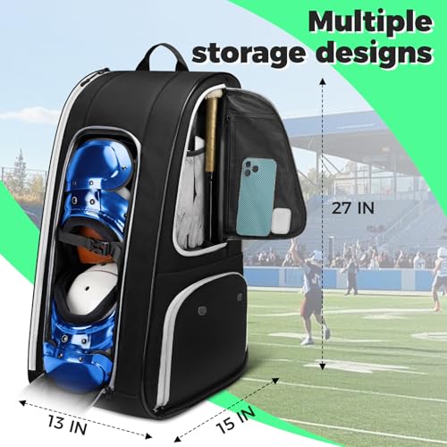 YOREPEK Football Bag for Equipment, Large Football backpack, Duffle Bag for Shoulder Pads & Shoes Compartment,baseball,basketball,soccer,black - Image 3