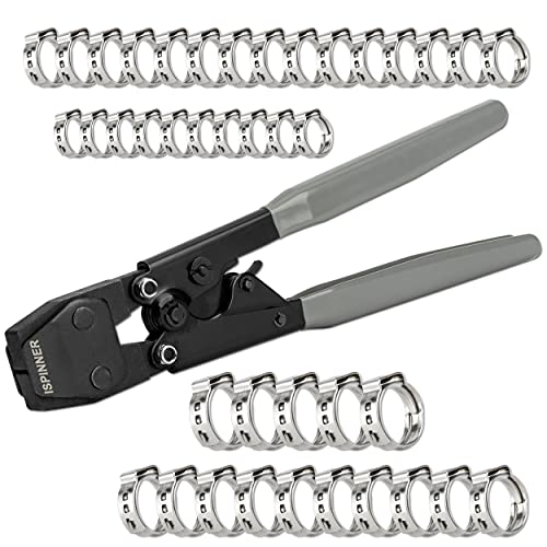ISPINNER PEX Crimping Tool, Clamp Cinch Crimp Tool Crimper for Stainless Steel PEX Clamps from 3/8" to 1", with 40pcs PEX Crimp Rings 3/8" 1/2" 3/4" 1" - Image 3