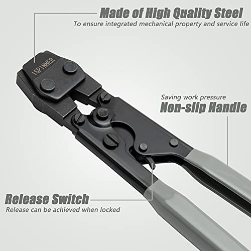 ISPINNER PEX Crimping Tool, Clamp Cinch Crimp Tool Crimper for Stainless Steel PEX Clamps from 3/8" to 1", with 40pcs PEX Crimp Rings 3/8" 1/2" 3/4" 1" - Image 4