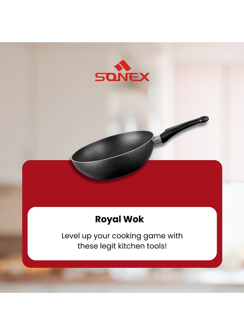 SONEX Royal Wok – 30 cm, 5L Aluminium Wok with Metal Finish, Dual Handles & Natural Wooden Grip, Hanging Loop – Durable & Ergonomic, Even Heat Distribution, Ideal for Stir-Frying & Deep-Frying - pzsku/Z36536AD95039EA48D771Z/45/_/1714028777/3680446b-6ce1-42cf-8f53-4ce4b08084be