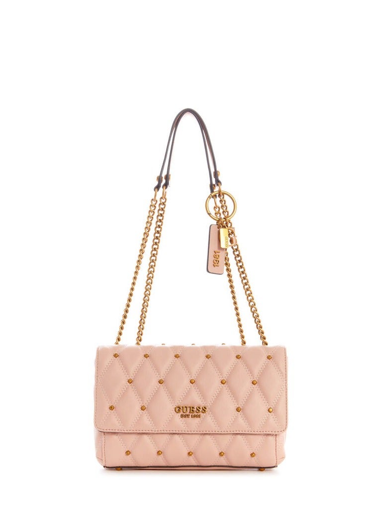 GUESS Triana Mini Crossbody Bag – Luxe Quilted Faux Leather in Pink - Image 1