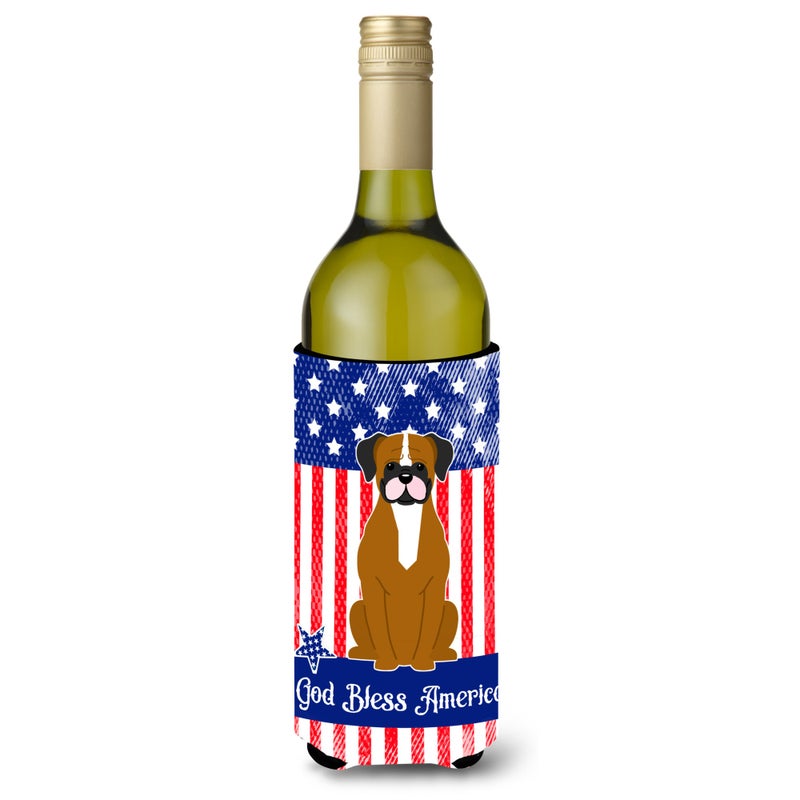Caroline's Treasures ""Caroline's Treasures BB3111LITERK Patriotic USA Flashy Fawn Boxer Wine Bottle Hugger cold-beverage-koozies  750 ml  Multicolor""
