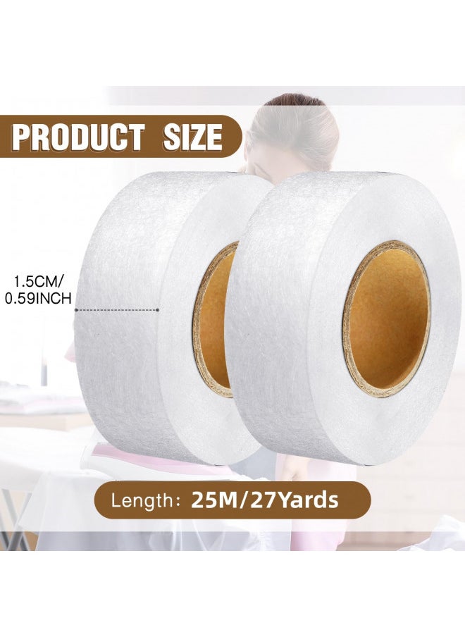 Outus 2 Rolls Fabric Fusing Tape Adhesive Hem Tape Iron on Tape Each 1/2 Inch(White, 27 Yards)