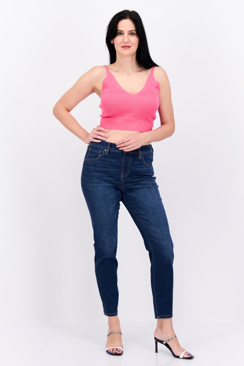 Scotch & Soda Women V-Neck Sleeveless Ribbed Tank Top, Dark Pink - Image 2