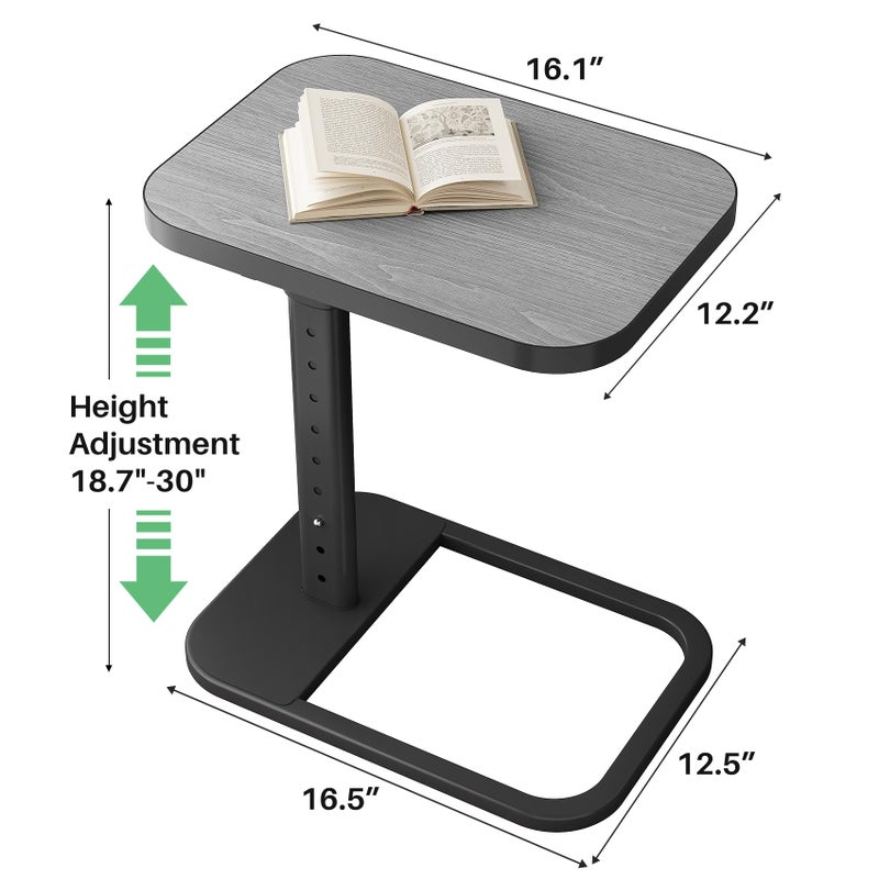Kitstorack Upgraded TV Tray Table with Panel Lock, 90Â° Flip-Over Design & Adjustable Height, Sofa Arm Side Table for Eating, Laptop, Couch, Bed, or Small Spaces, Dark Gray - Image 5