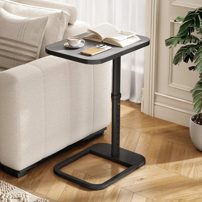 Kitstorack Upgraded TV Tray Table with Panel Lock, 90Â° Flip-Over Design & Adjustable Height, Sofa Arm Side Table for Eating, Laptop, Couch, Bed, or Small Spaces, Dark Gray - Image 1