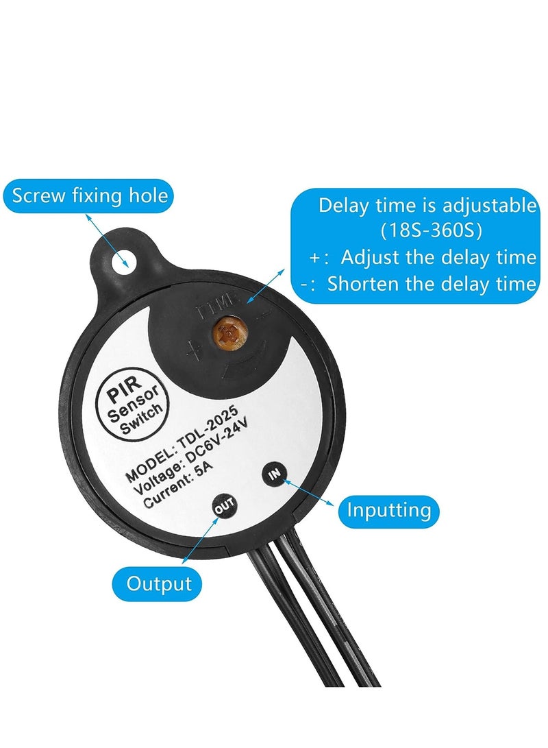 Mini PIR Motion Sensor Switch, with USB Interface Cable 2A PIR Infrared Motion Human Body Sensor Detector Switch Light Sensor Adjustable, for LED Strip - Image 3