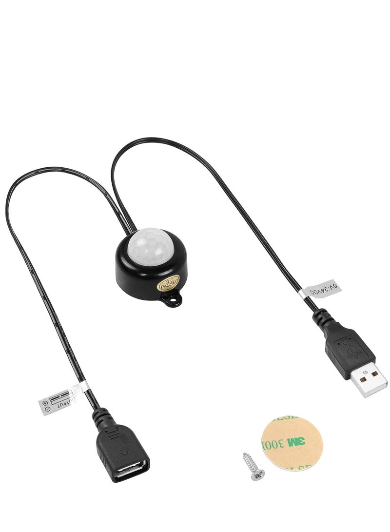 Mini PIR Motion Sensor Switch, with USB Interface Cable 2A PIR Infrared Motion Human Body Sensor Detector Switch Light Sensor Adjustable, for LED Strip - Image 1