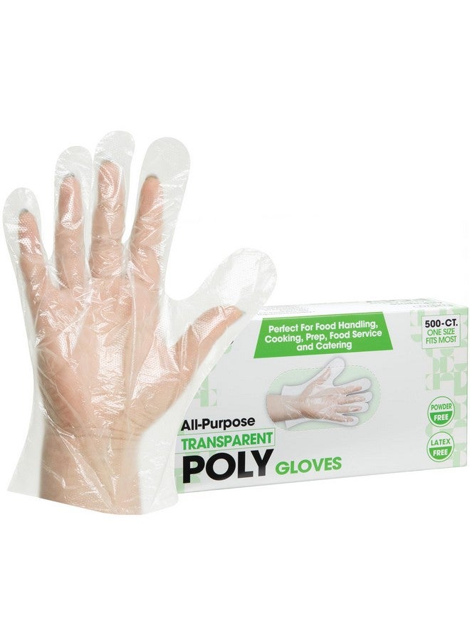 ForPro Professional Collection ForPro Professional Collection Disposable Poly Plastic Gloves, All-Purpose Food Safe Gloves for Cooking, Food Handling, Food Prep, Latex-Free, Non-Sterile, Clear, One Size, 500-Count