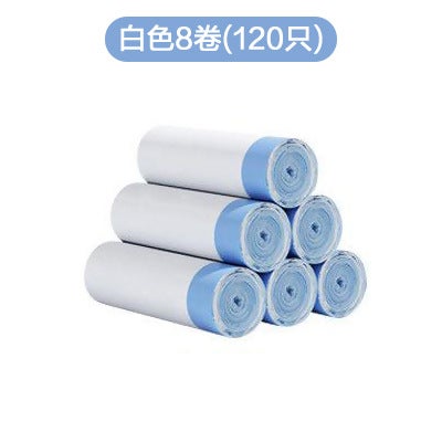 Drawstring Bundle Garbage Bag Kitchen Classified Thickened Roll Garbage Bag Portable Disposable Household Plastic Bag White 8 rolls (120 only)