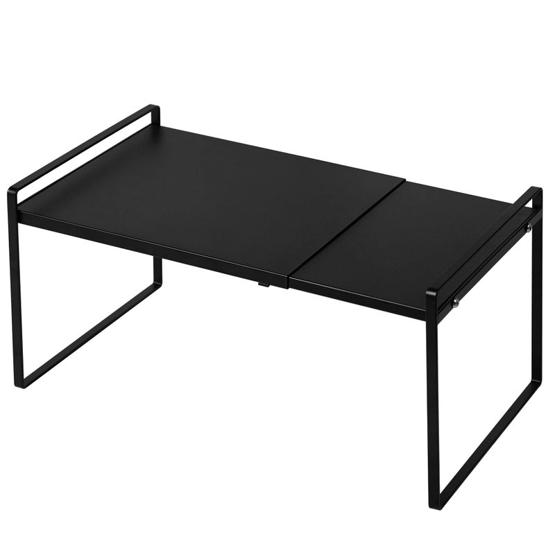Nxconsu Expandable Cabinet Shelf Organizer Riser For Kitchen Pantry Cupboard Under Sink Countertop Home Storage Organization Rack Space Saver Freestanding Heavy Duty Nonslip Stackable Black Large - Image 1
