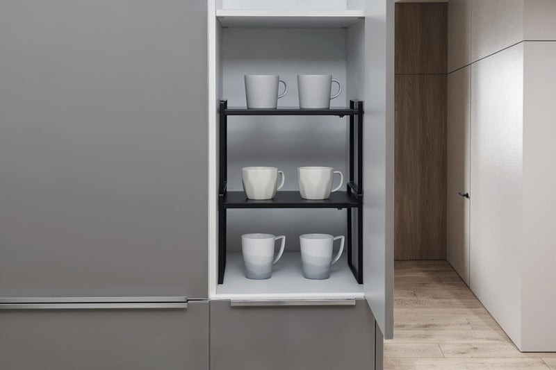 Nxconsu Expandable Cabinet Shelf Organizer Riser For Kitchen Pantry Cupboard Under Sink Countertop Home Storage Organization Rack Space Saver Freestanding Heavy Duty Nonslip Stackable Black Large - Image 5