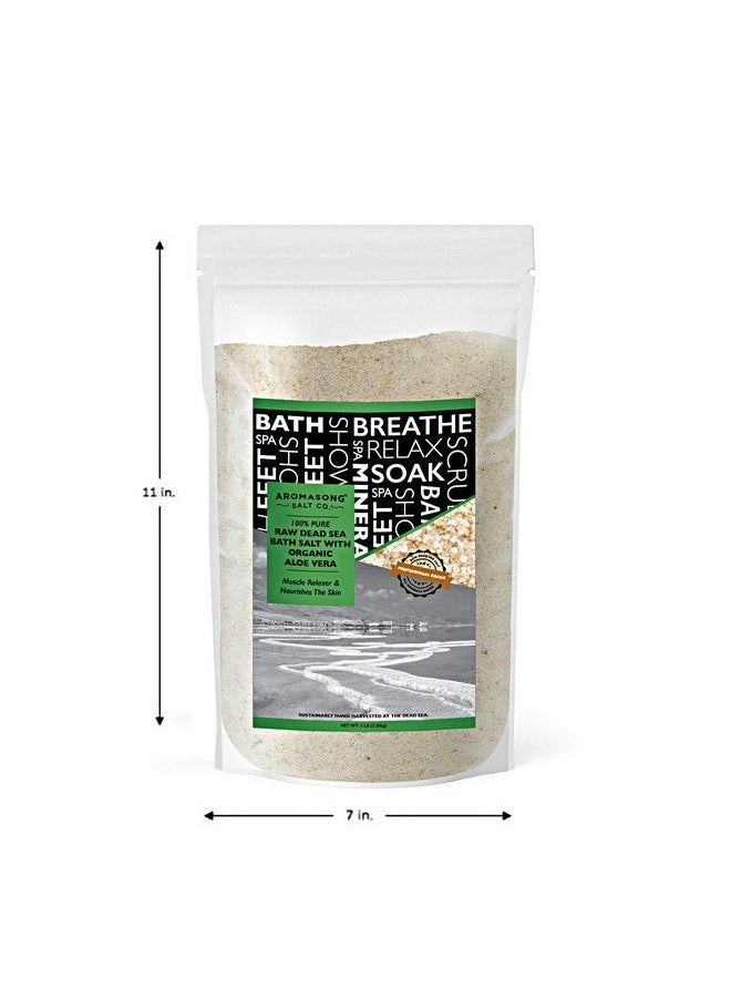 Aromasong - 5 lbs RAW Dead SEA Salt with Organic Aloe Vera not Cleaned Still Contains All Dead sea Minerals Including Dead sea Mud Fine Medium Grain Large resealable Bulk Pack - Image 1