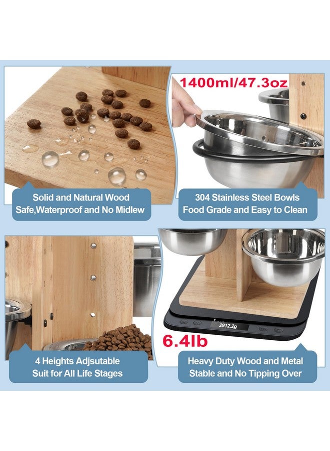 handrong Elevated Dog Bowls,4 Heights Raised Dog Bowl,4 Dog Bowls Elevated,Wood Dog Food Bowl,4 Sided Dog Bowl Stand,Raised Dog Feeding Station for Small,Medium Large Sized Dog,4 Bowls-47.3oz - Image 4