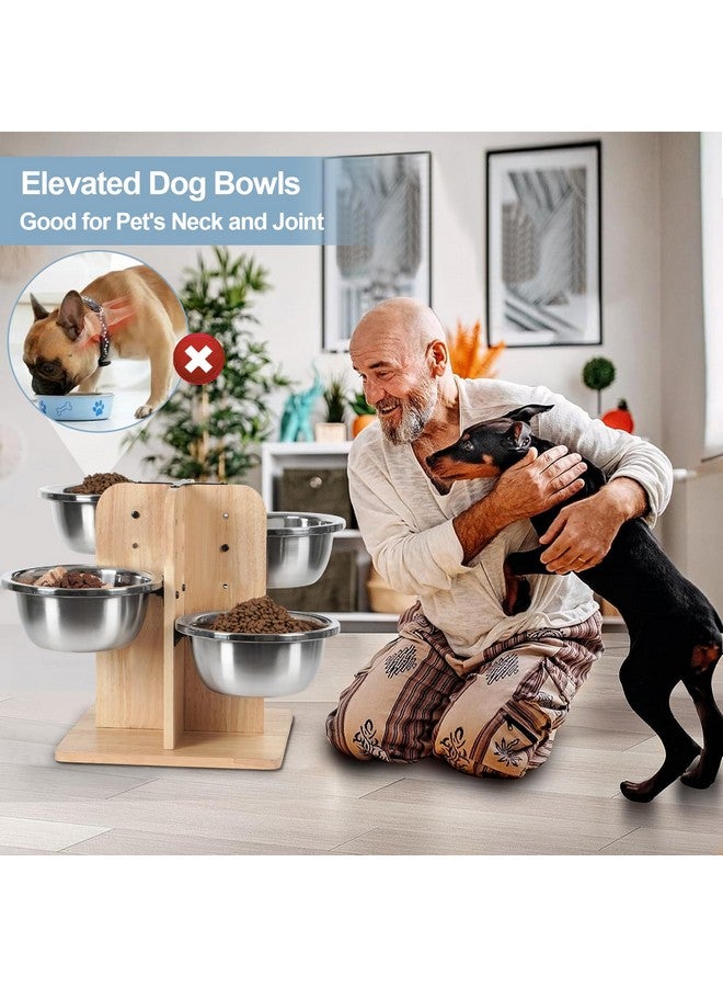 handrong Elevated Dog Bowls,4 Heights Raised Dog Bowl,4 Dog Bowls Elevated,Wood Dog Food Bowl,4 Sided Dog Bowl Stand,Raised Dog Feeding Station for Small,Medium Large Sized Dog,4 Bowls-47.3oz - Image 5