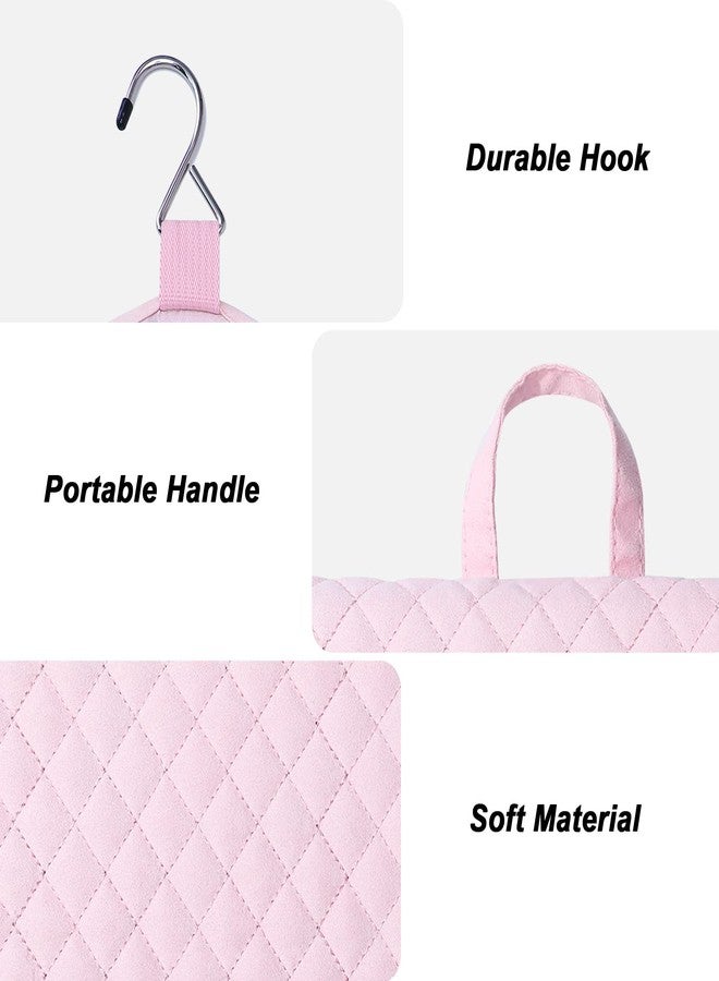 MOSISO Hanging Travel Jewelry Organizer Case, Foldable Portable Jewelry Organizer Bag with Hook & Handle for Necklace, Earrings, Rings, Bracelets and Daily Jewelries Carrying, Pink - Image 4