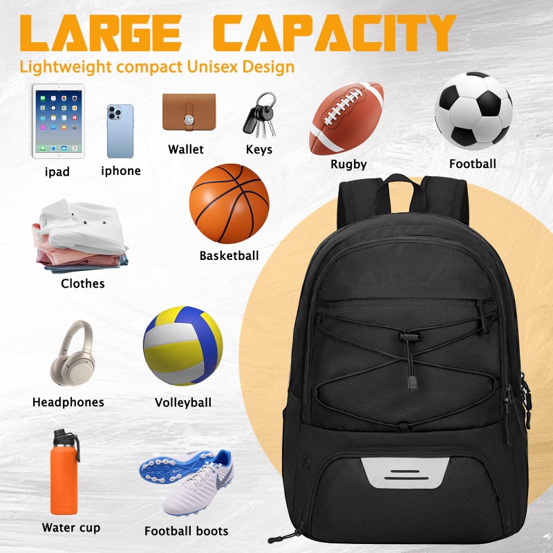Goloni Soccer Backpack,Soccer Bag with Ball Holder & Shoe Compartment,Large Sports Bag for Basketball, Volleyball,Football - Image 2