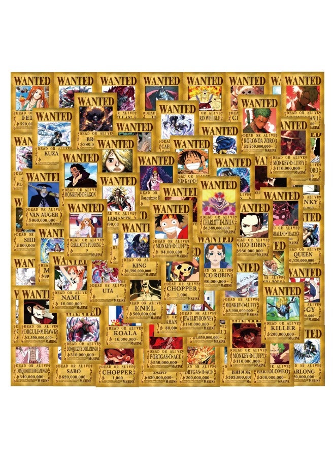110 PCS Anime One Piece Wanted Warrant Stickers,Waterproof Unrepeated Cartoon Stickers for Laptop,Skateboard, Water Bottles,Computer,Phone,Guitar, Stickers for Kids Teens Adult - Image 1
