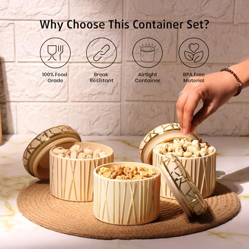 SELVEL Airtight Storage Containers | BPA-Free, Food-Grade, Unbreakable Polypropylene | Multipurpose for Kitchen & Pantry | Space-Saving & Durable – Set of 3 (450ML Each) (Timeless Ivory) - Image 5