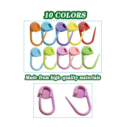 Meikeer 150 Pieces Knitting Crochet Locking Stitch Markers Stitch Needle Clip Counter 10 Colors (Color Ship Randomly) - Image 3