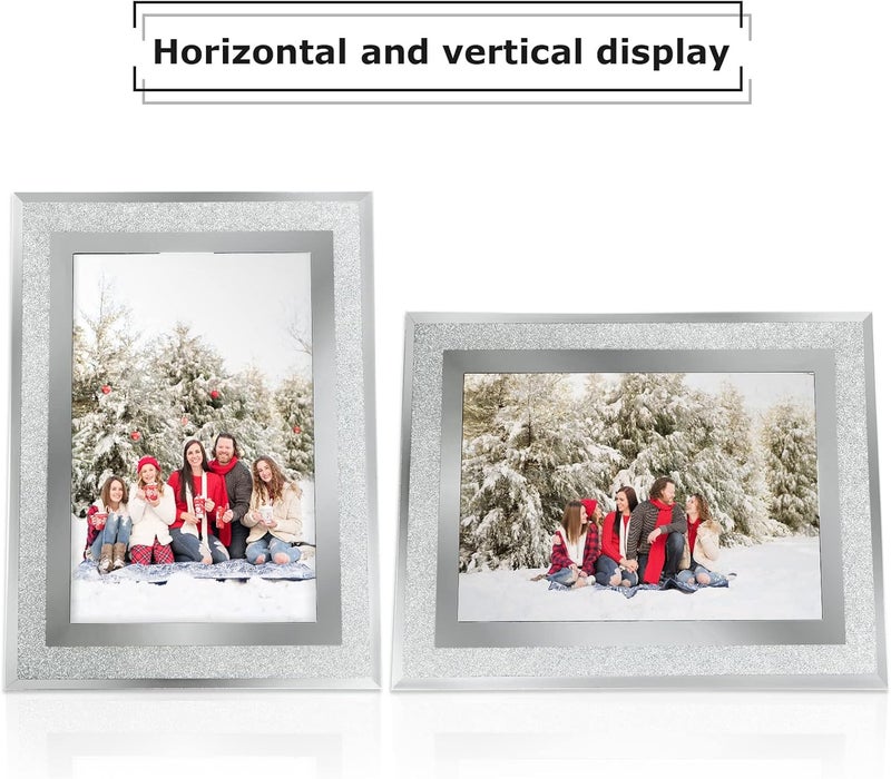 MIVIDE 4PCS 6x4 Photo Frames for Wall, Silver Crystal Picture Frames, Glass Picture Frames, Sparkly Photo Frame for Wedding Vertically or Horizontally Display Storage transit efficiency build - Image 4