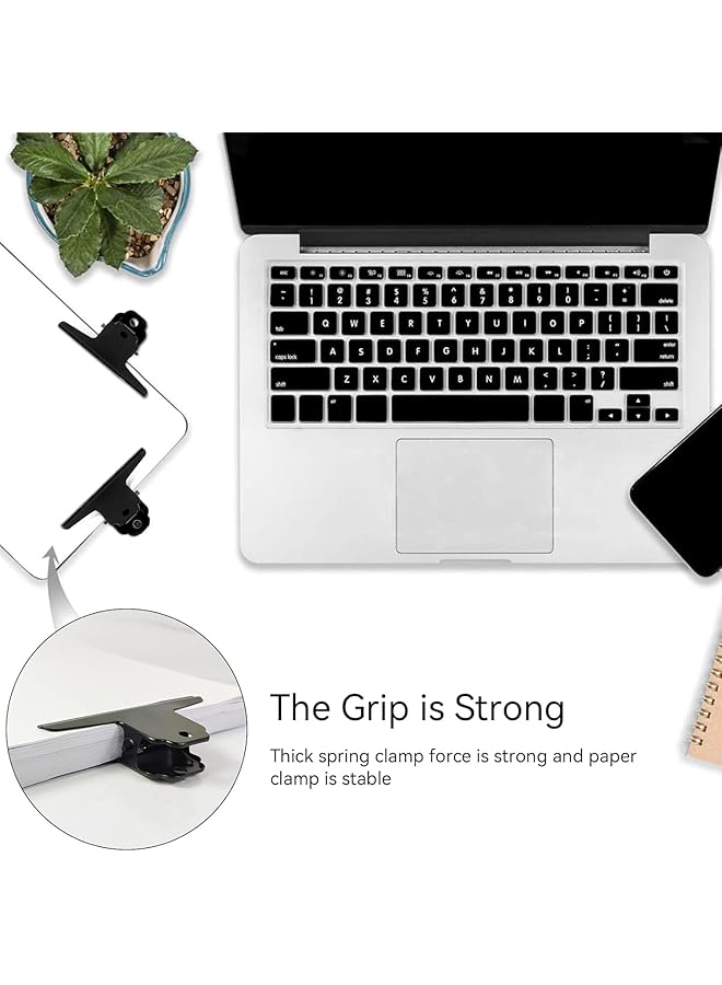 إيروريكس قطعتان من المشبك المربع الكبير على شكل ثور، مشبك طويل على شكل بولدوج، حامل تذاكر من الفولاذ المقاوم للصدأ، حامل لوحة رسم معدني سميك، لوحة تقليب للمطبخ والمكتب ولوحة الرسم باللون الأسود - Image 3