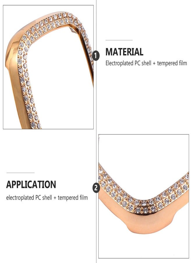 UKCOCO Bling Case Crystals Diamond Frame Protector Compatible with Fitbit 3/Sense Smartwatch Full Around Electroplate Protective Cover - Image 4