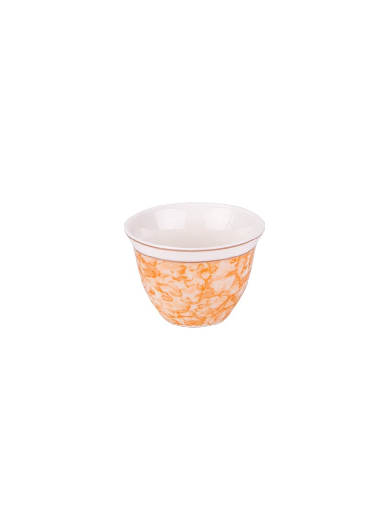 Alsaif home Ceramic Coffee Cups Set, 12 Pieces, Engraved Design – Orange × White - Image 1