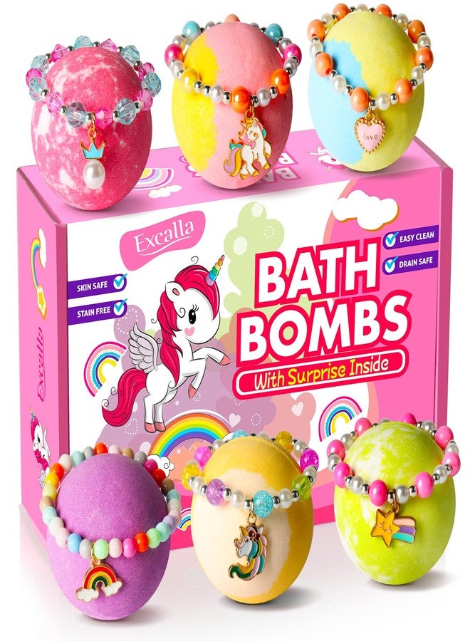 Excalla Unicorn Bath Bombs with Surprise Inside for Kids Girls, 6 Kids Bath Bombs with Jewelry Inside, Natural Bubble Bath Set for Skin Moisturizing, Birthday Christmas Easter Gifts for 4 5 6 7 8 Year Old - Image 2