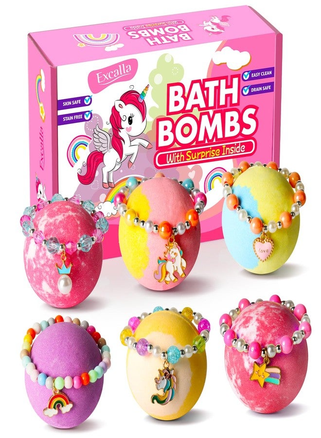 Excalla Unicorn Bath Bombs with Surprise Inside for Kids Girls, 6 Kids Bath Bombs with Jewelry Inside, Natural Bubble Bath Set for Skin Moisturizing, Birthday Christmas Easter Gifts for 4 5 6 7 8 Year Old - Image 3