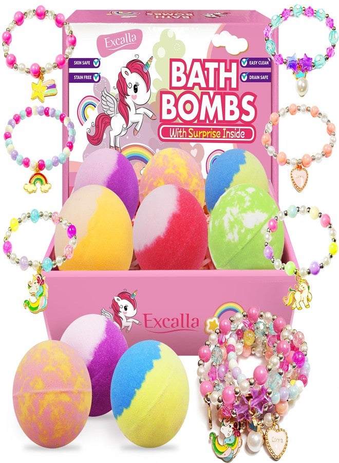 Excalla Unicorn Bath Bombs with Surprise Inside for Kids Girls, 6 Kids Bath Bombs with Jewelry Inside, Natural Bubble Bath Set for Skin Moisturizing, Birthday Christmas Easter Gifts for 4 5 6 7 8 Year Old - Image 1