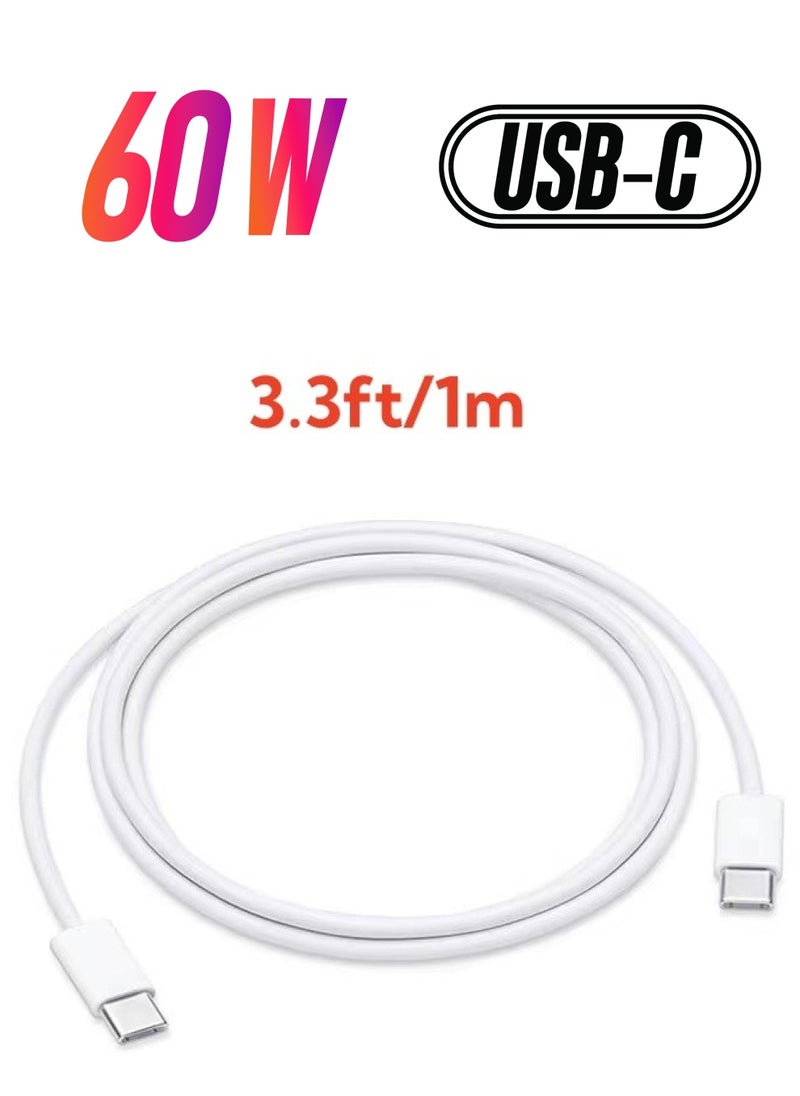 USB C Cable 60W, USB-C to USB-C Cable 1 meter, USB C Charger Cable for iPhone 15,iPhone 16, Mac Book Pro 2020, iPad Pro 2020, Switch, Samsung Galaxy S20 Plus S9 S8 Plus, Pixel, Laptops and lot more  - Image 1