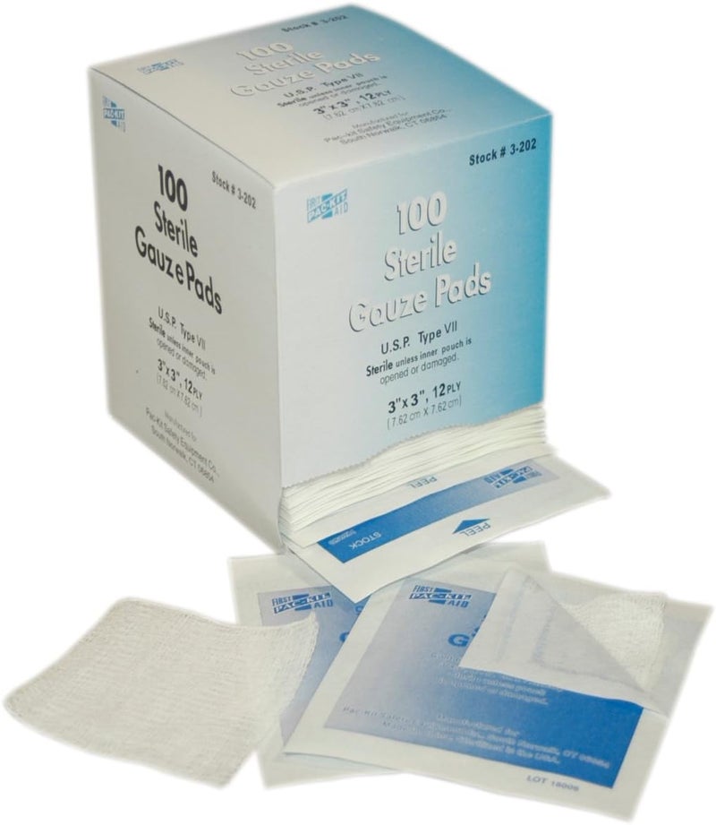 First Aid Only 3202 Gauze Pad 3 Length x 3 Width Box of 100