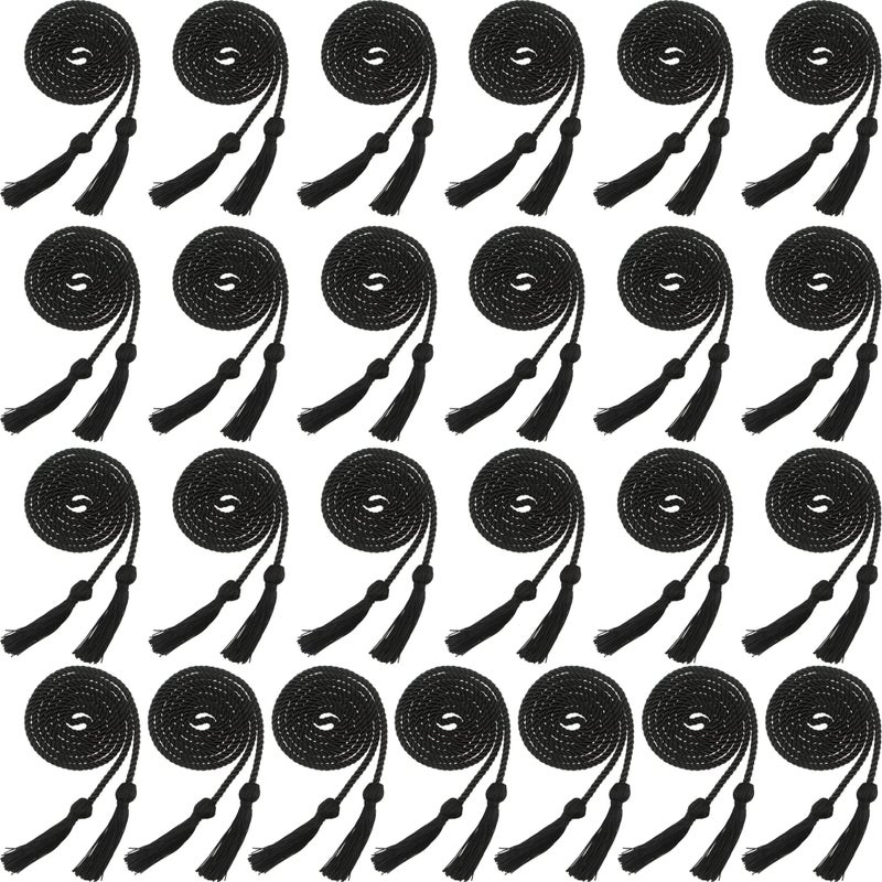 Haconba 25 Pieces Graduation Honor Cord Rayon Braided Honor Cords with Tassel for Graduation Students Bachelor Master Doctoral Gown Grad Decor Black