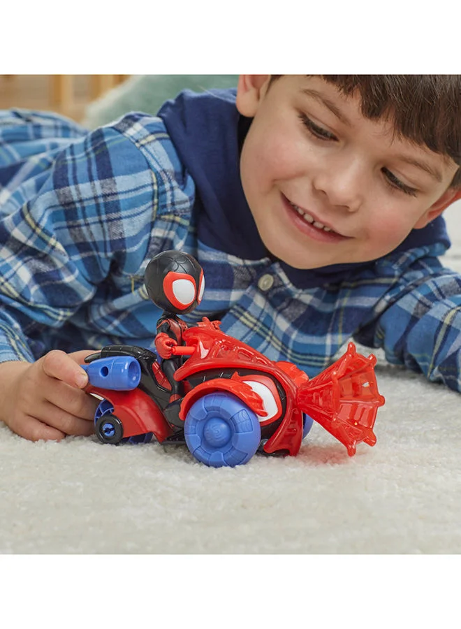 MARVEL Marvel Spidey And His Amazing Friends Miles Morales Spider-man Techno Racer Set Action Figure With Vehicle and Accessory Marvel Toys Preschool Toys Super Hero Toys