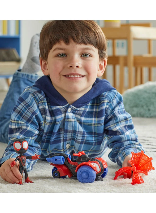 MARVEL Marvel Spidey And His Amazing Friends Miles Morales Spider-man Techno Racer Set Action Figure With Vehicle and Accessory Marvel Toys Preschool Toys Super Hero Toys