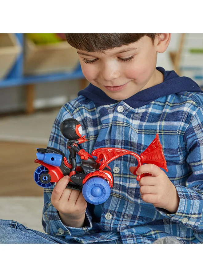 MARVEL Marvel Spidey And His Amazing Friends Miles Morales Spider-man Techno Racer Set Action Figure With Vehicle and Accessory Marvel Toys Preschool Toys Super Hero Toys