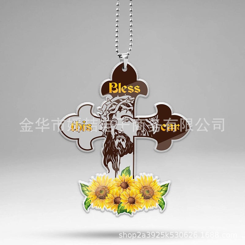 2023 New Product Personalized Yoga Sunflower Figure Acrylic Car Hanging Backpack Accessories Gift Tags - Image 4
