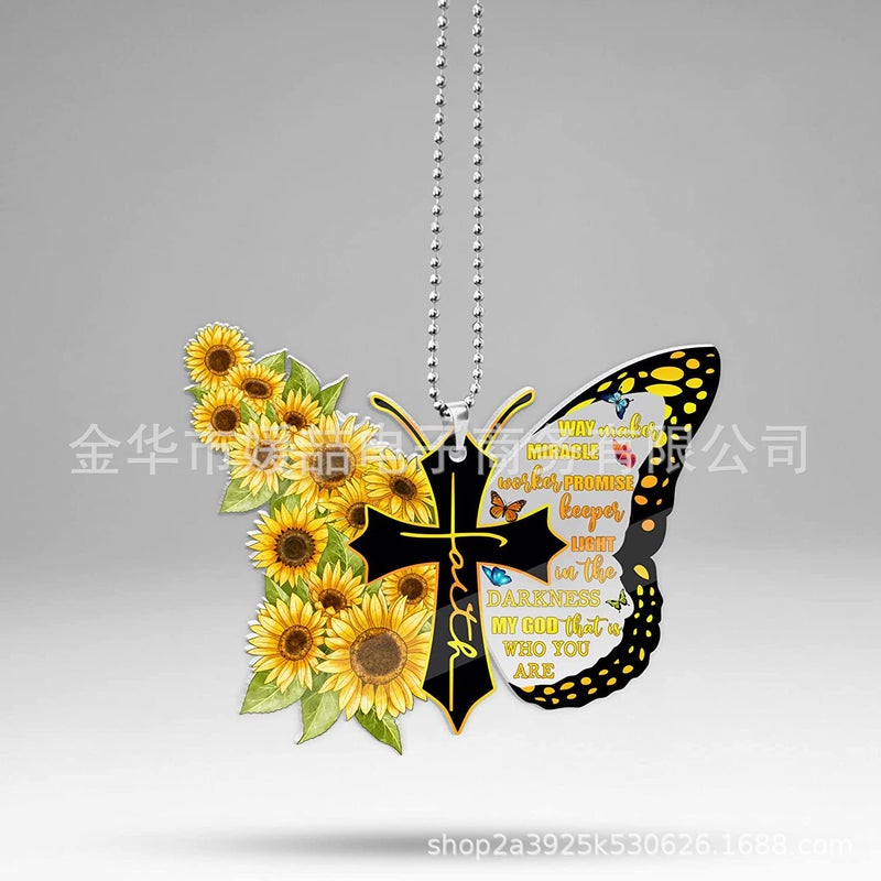 2023 New Product Personalized Yoga Sunflower Figure Acrylic Car Hanging Backpack Accessories Gift Tags - Image 3