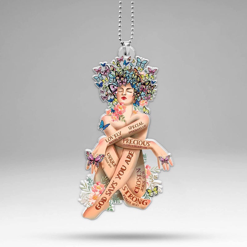 2023 New Product Personalized Yoga Sunflower Figure Acrylic Car Hanging Backpack Accessories Gift Tags - Image 2