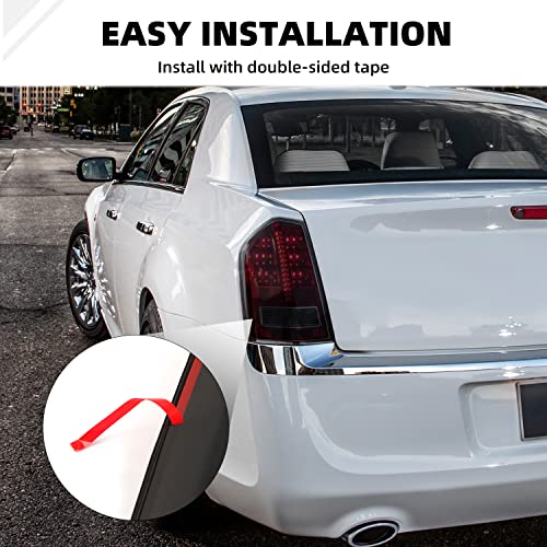 SQQP Tail Light Taillight Cover Guard Rear Light Cover Kit Fit for 2011-2014 Chrysler 300/300C(Smoked Black) - Image 5