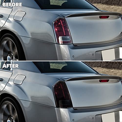 SQQP Tail Light Taillight Cover Guard Rear Light Cover Kit Fit for 2011-2014 Chrysler 300/300C(Smoked Black) - Image 2