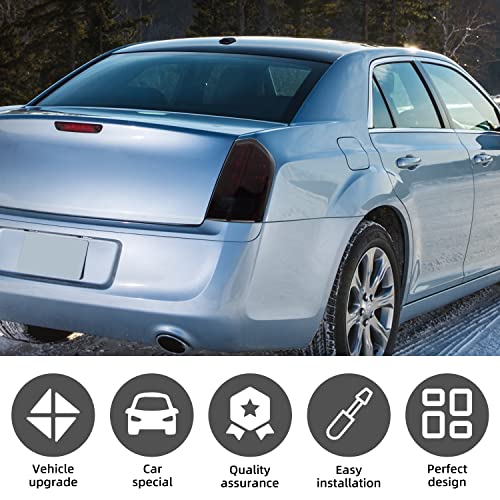 SQQP Tail Light Taillight Cover Guard Rear Light Cover Kit Fit for 2011-2014 Chrysler 300/300C(Smoked Black) - Image 3
