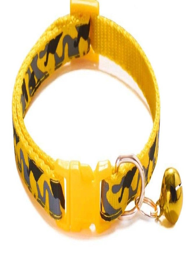 Litvibes Cat Collar with Bell,Kitten and Small Dogs Soft Adjustable Collar,Safe,Breakaway for Cats and Puppies - Yellow (CAMO Design) - Image 1