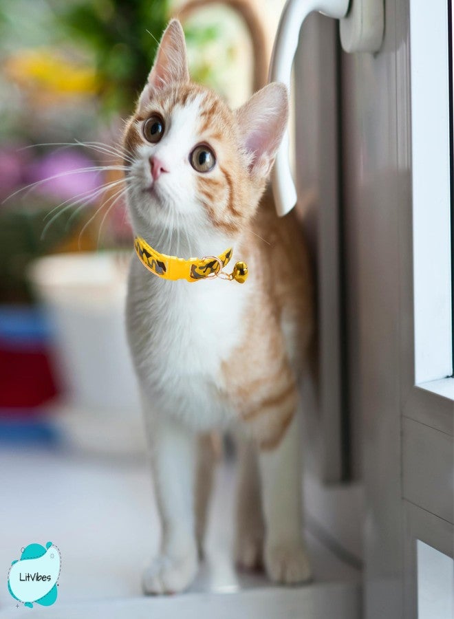 Litvibes Cat Collar with Bell,Kitten and Small Dogs Soft Adjustable Collar,Safe,Breakaway for Cats and Puppies - Yellow (CAMO Design) - Image 4