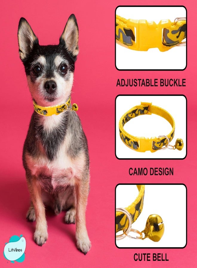 Litvibes Cat Collar with Bell,Kitten and Small Dogs Soft Adjustable Collar,Safe,Breakaway for Cats and Puppies - Yellow (CAMO Design) - Image 5