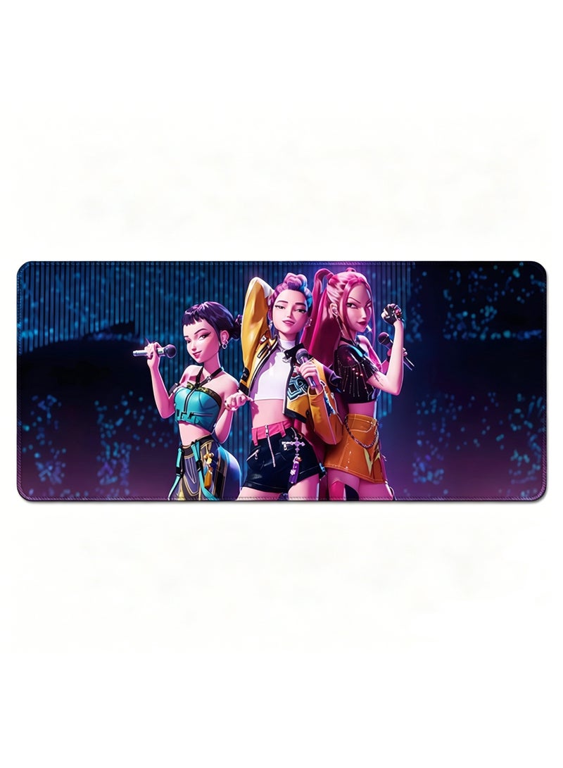 سايكفو لوحة ماوس كبيرة للألعاب بتصميم مستوحى من أنمي "صائدو الشياطين" (Kpop Demon Hunters)، مقاس 900×400 مم، قاعدة مطاطية مانعة للانزلاق وحواف مخيطة، سطح أملس للوحة المفاتيح والماوس، مثالية لمحبي الأنمي واللاعبين. - Image 1