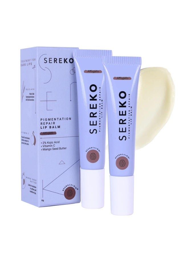 Sereko Pigmentation Repair Lip Balm for Dark Lips With Kojic Acid, Vitamin C & Mango Seed Butter | Brightens Dark & Discoloration Lips, 24H Hydration, Lock Moisture | For Women & Men | Affogato - 8gm (Pack of 2) - Image 1